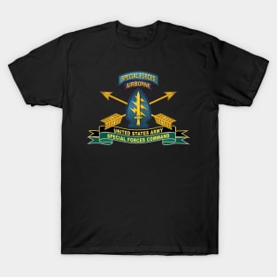 US Army Special Forces Command - SSI w Br - Ribbon X 300 T-Shirt